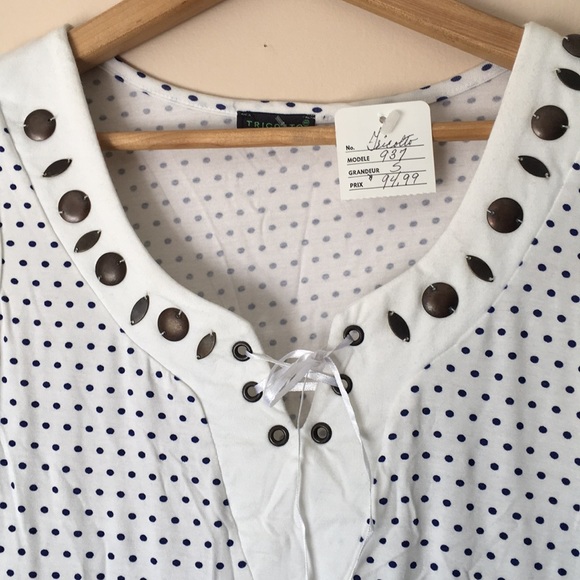 🆕 TRICOTTO White Blue Polka Dot Dress - Picture 3 of 7